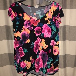 Glitzy Girlz floral top 2X